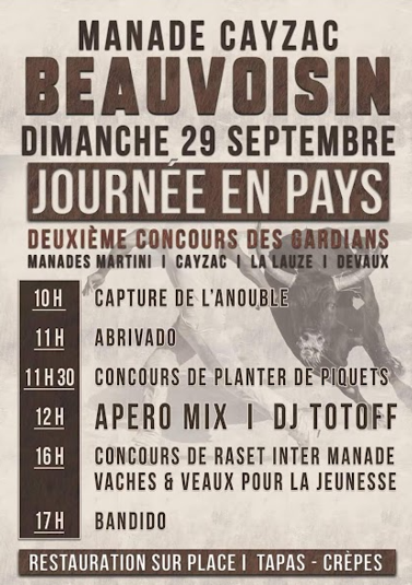 Concours des gardians - dimanche 29 septembre à Beauvoisin