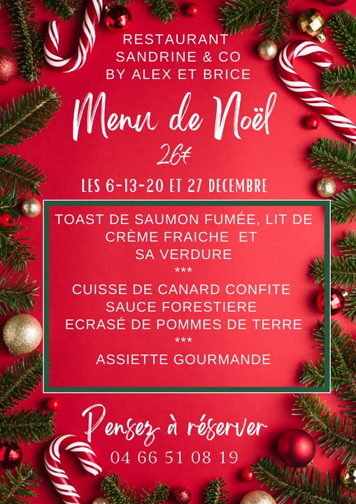 Menu de Noel - Sandrine and Co Vauvert