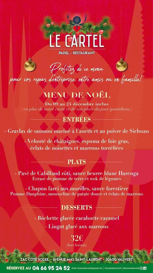 Menu de Noël Le Cartel