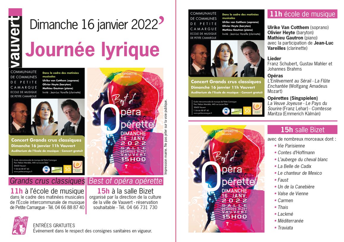 Opéra à Vauvert - Salle Bizet le 16 janvier 2022