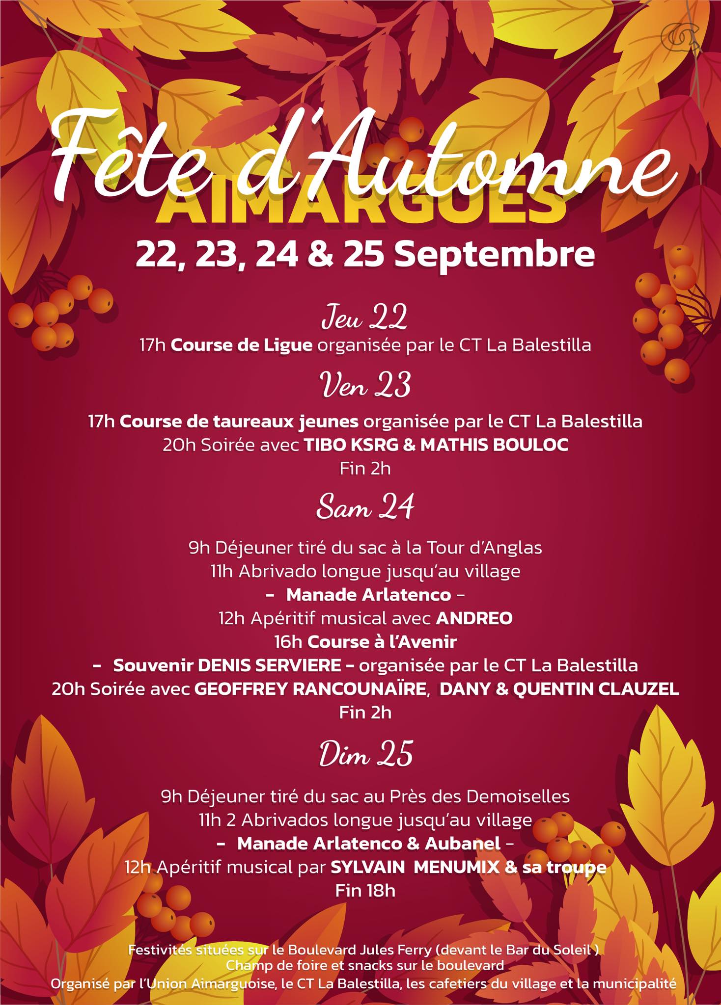 Tradition camarguaise - Fête de l'Automne du 23 au 25 septembre 2022 à Aimargues