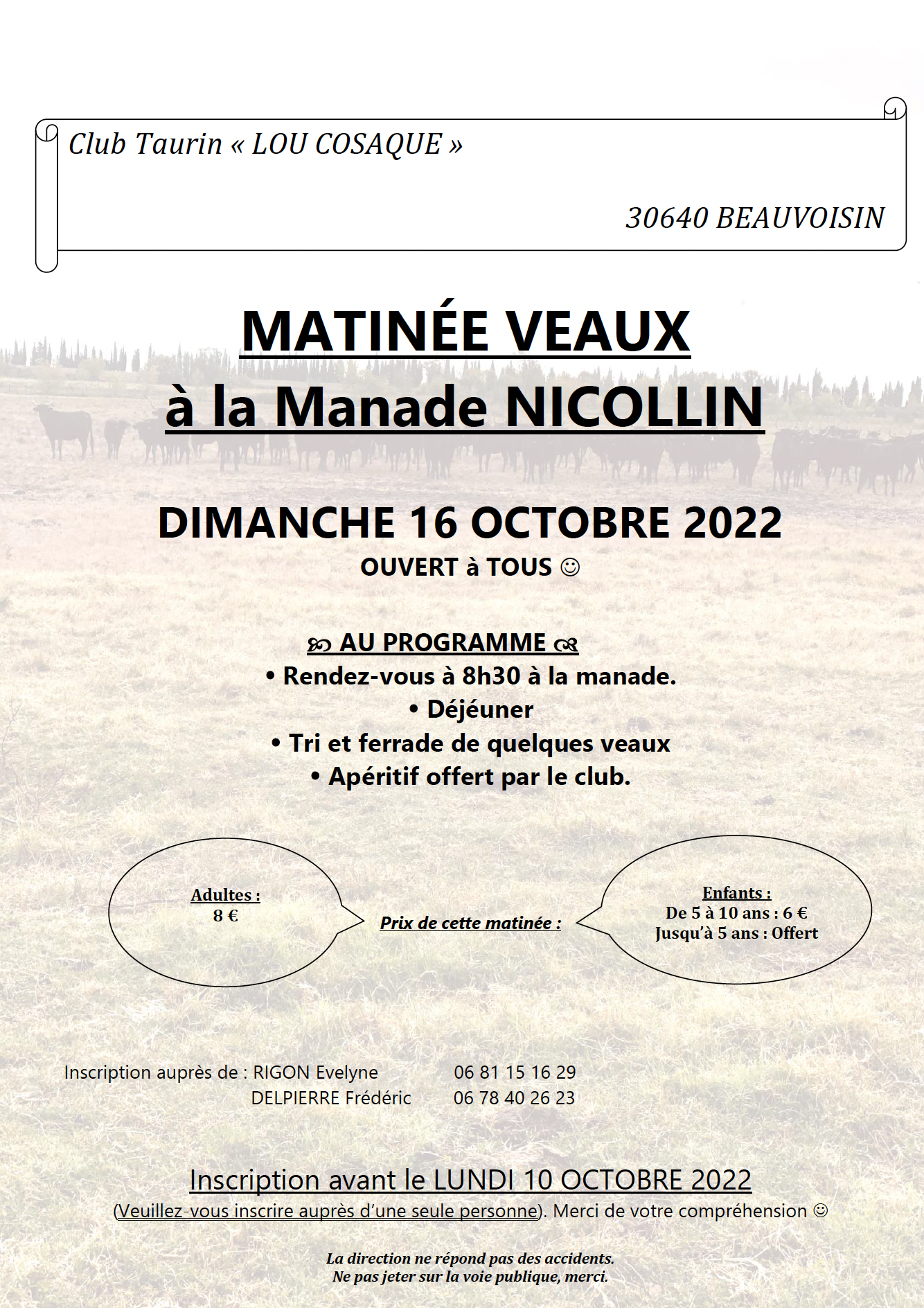Matinée Veaux - Dimanche 16 octobre - Manade Nicollin