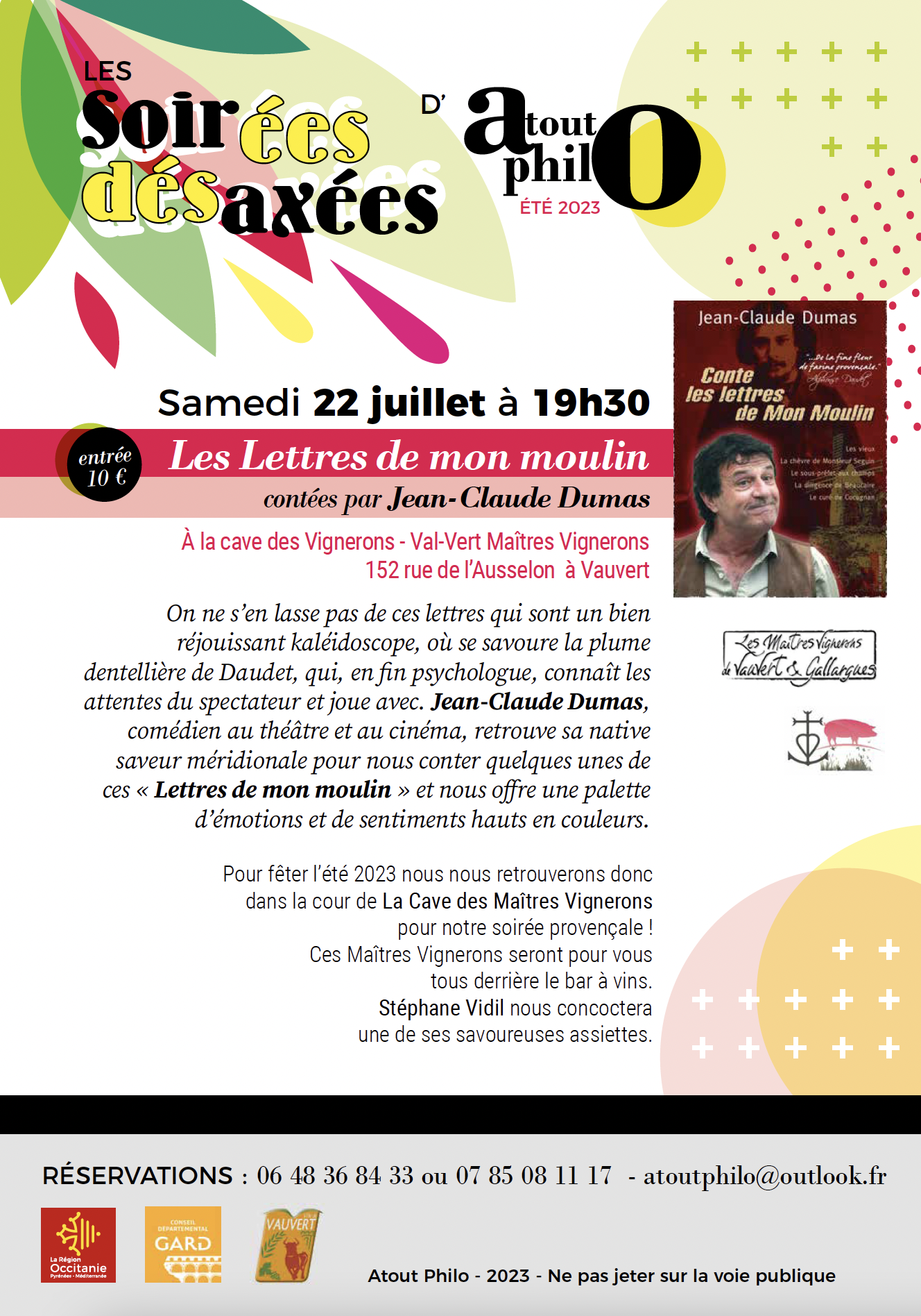 Atout Philo - Lettre de mon moulin contées par Jean-Clause DUMAS - samedi 22 juillet à Vauvert