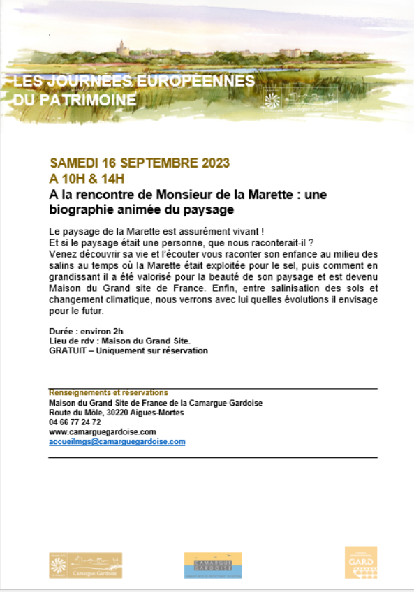 JEP Samedi 16 septembre - La Marette Aigues-Mortes