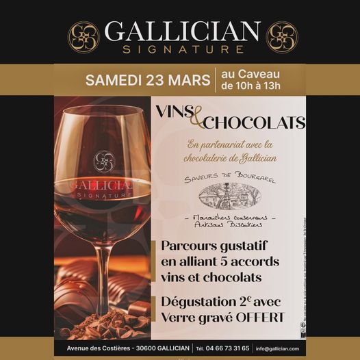 Vins et Chocolats - Samedi 23 mars 2024 à Gallician