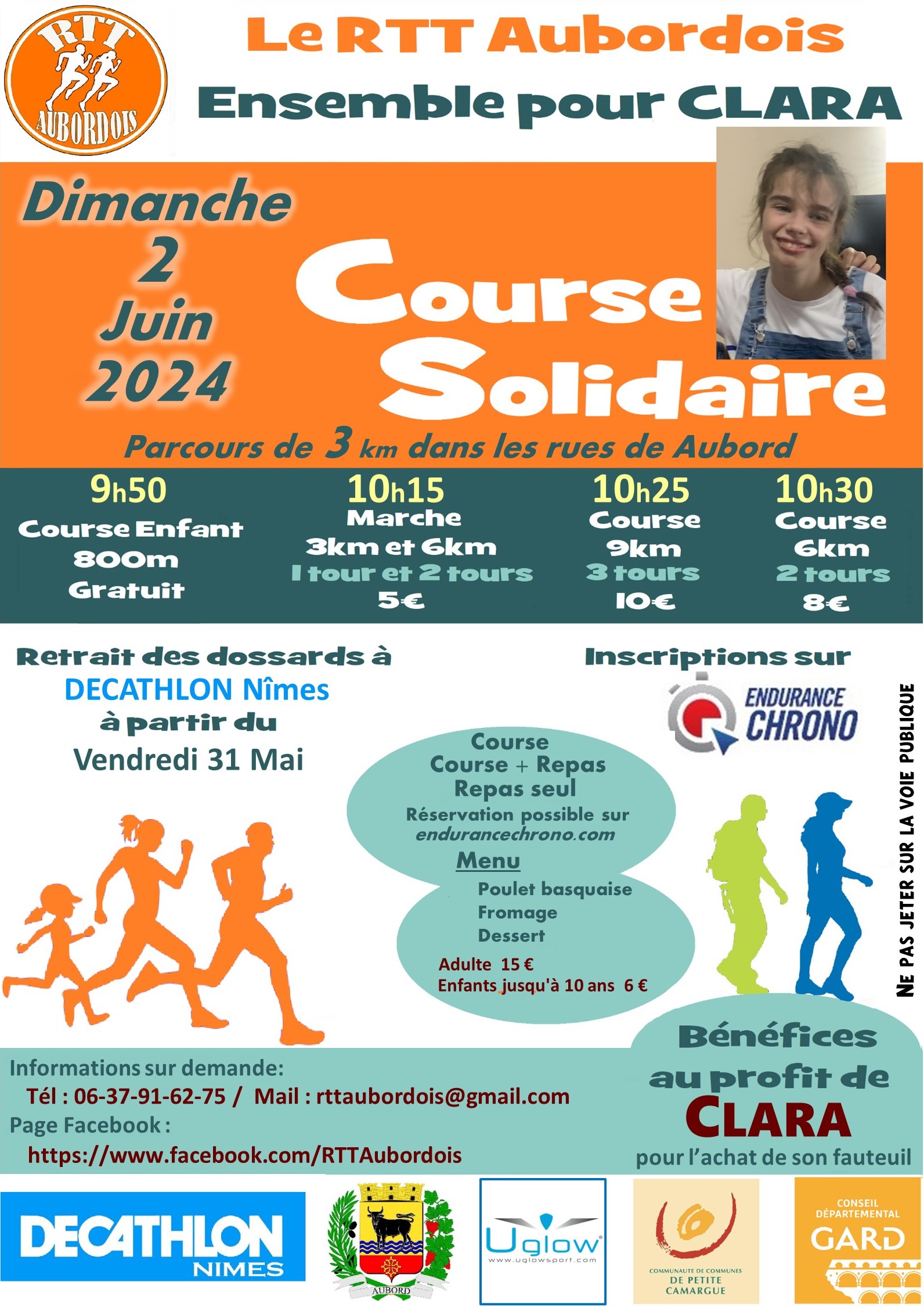 Course solidaire Ensemble pour Clara - Dimanche 02 juin à Aubord