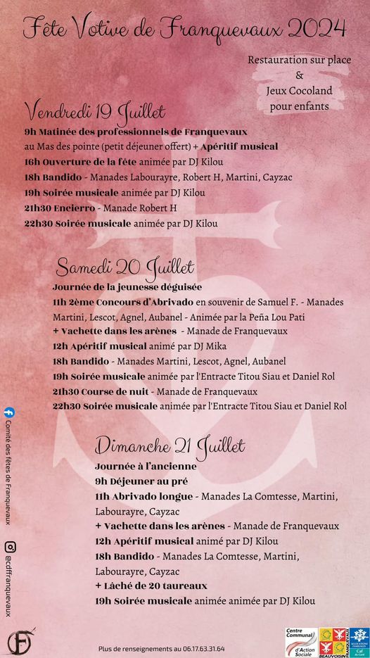 Fete votive de Franquevaux du 19 au 21 juillet