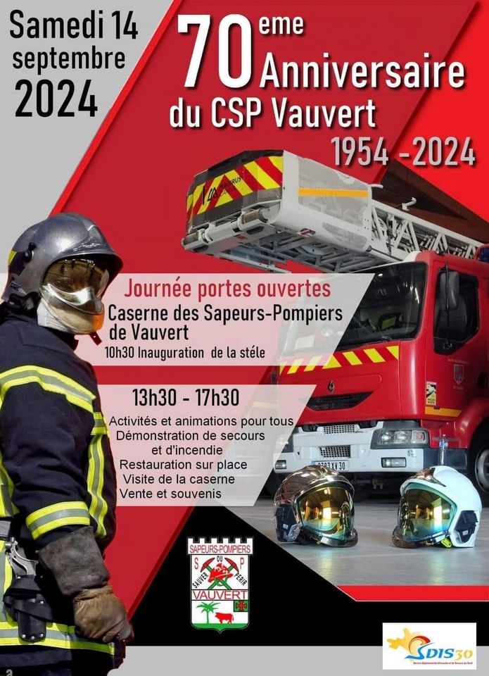Samedi 14 septembre 2024 - Ouverture de la caserne de Vauvert au public