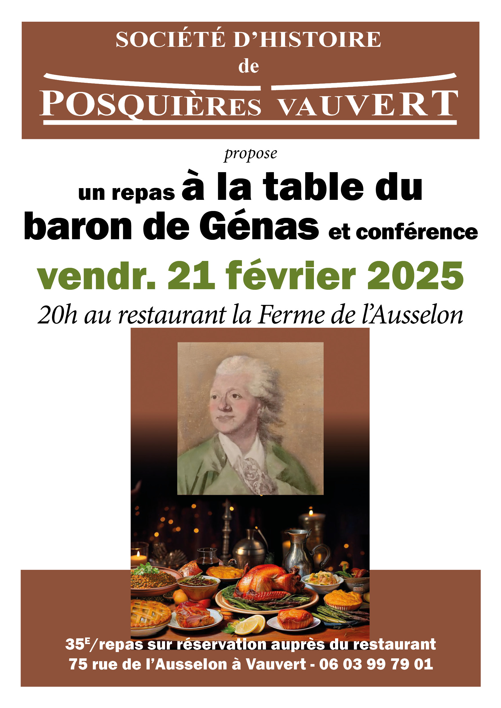 Conférence Repas - La table du Baron de Génas - Vendredi 21 février à Vauvert