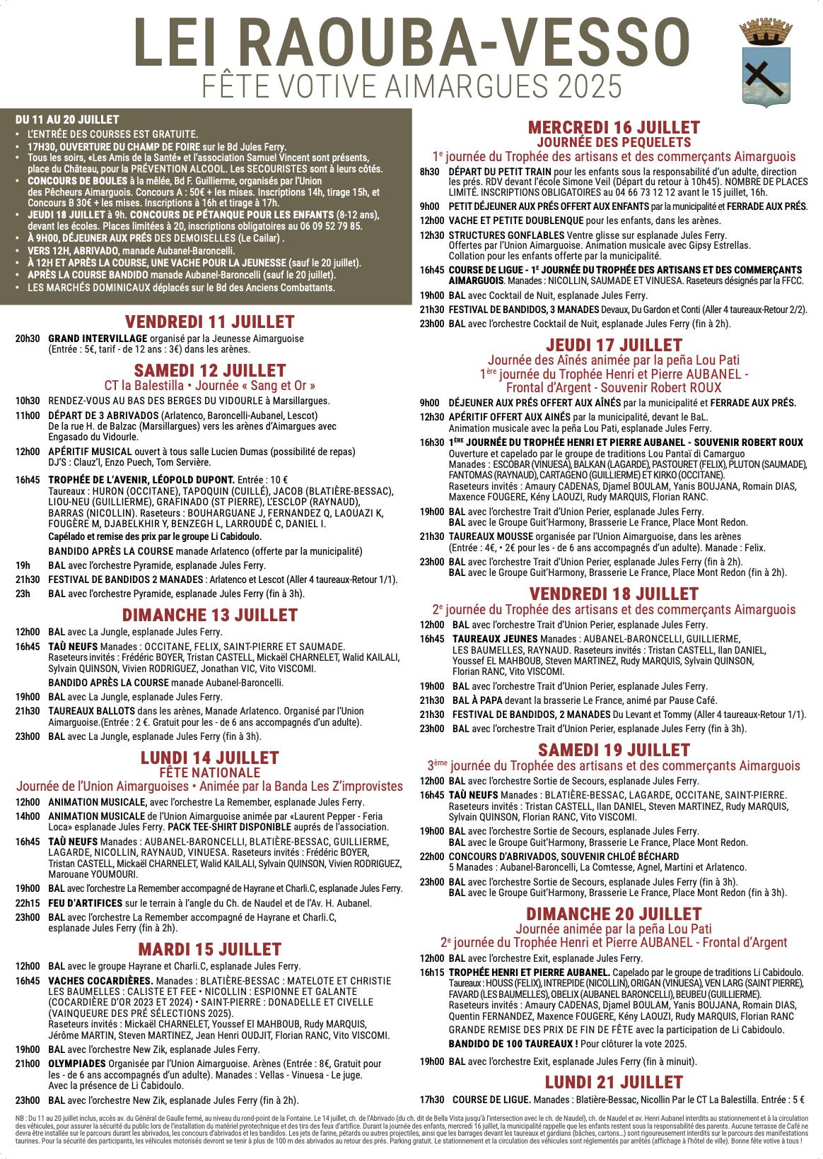 Fête votive Aimargues - Du 12 au 20 juillet 2025