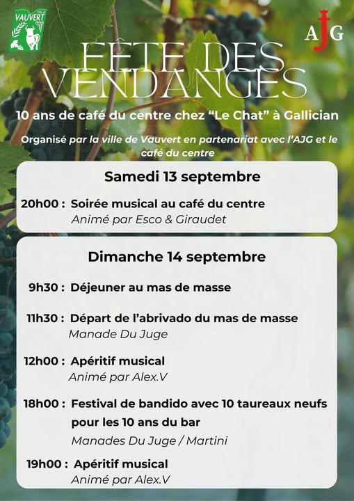 Fête des vendanges 13 et 14 septembre à Gallician