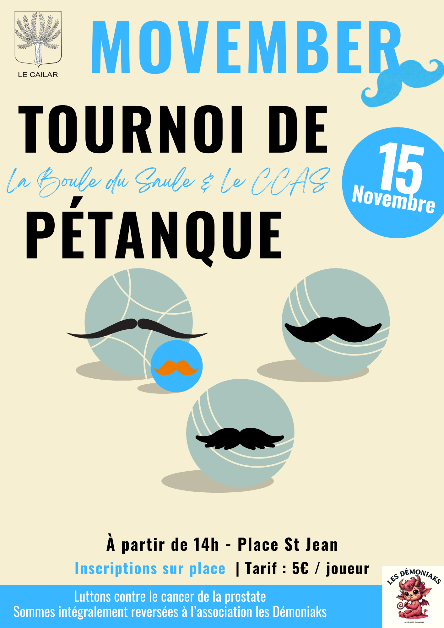 Pétanque - Tournoi - Movember - 15 novembre Le Cailar