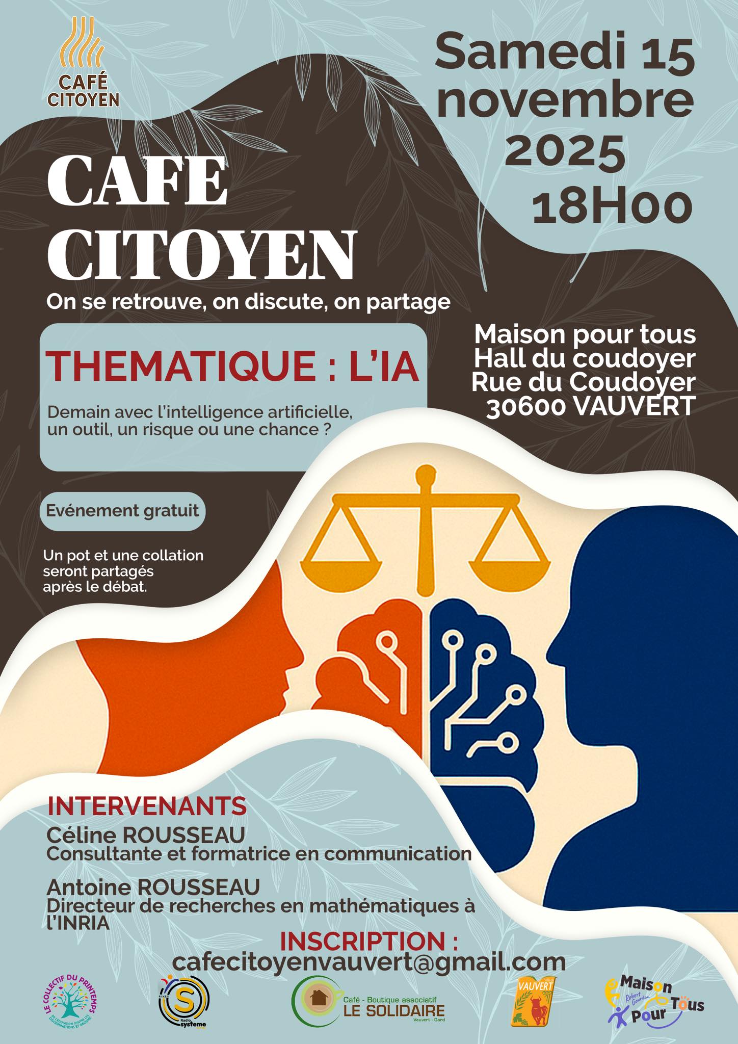 Café citoyen : L'IA - Samedi 15 novembre à Vauvert
